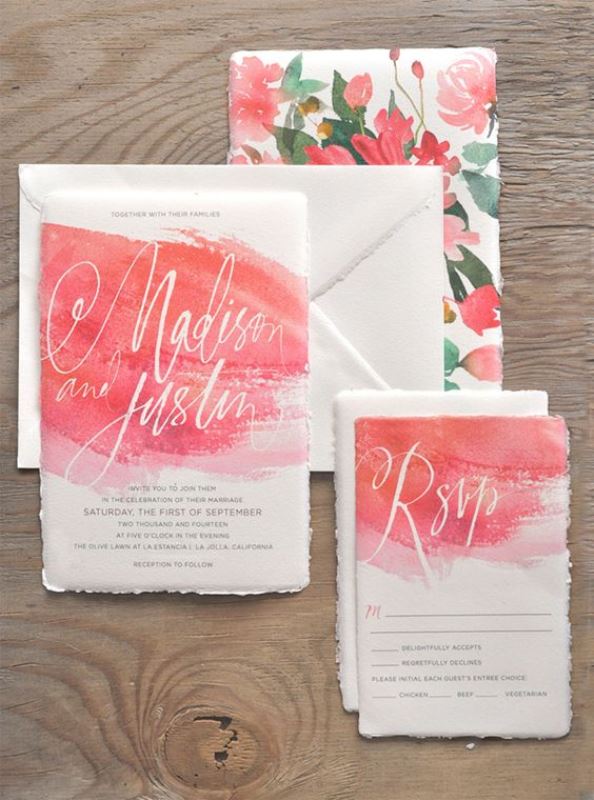 Watercolor Calligraphy Wedding Invitations by Julie Song Ink