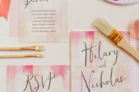 Watercolor Wedding Invitations In Pink Shades From Minted