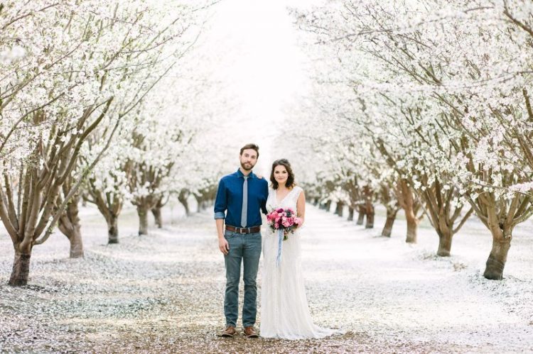 Boho Meets Modern Wedding Shoot In The Almond Orchard