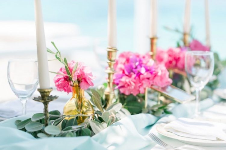 Modern Breezy Blue, Pink And White Grecian Wedding Shoot