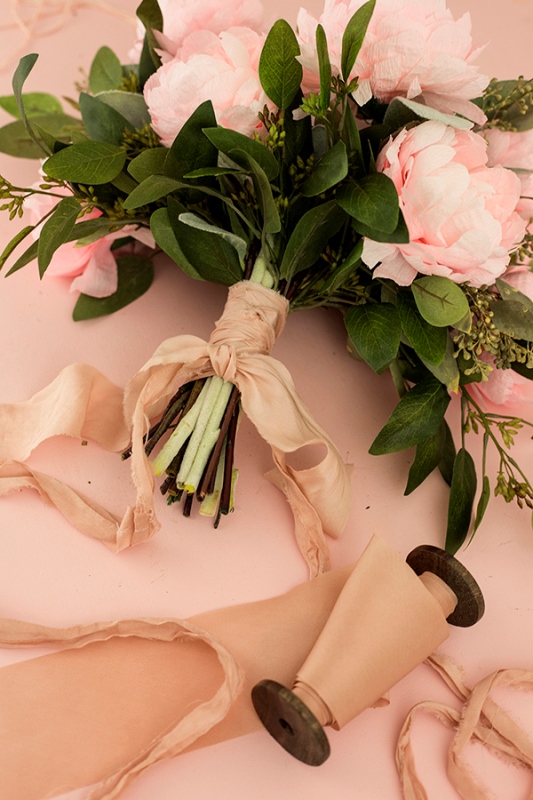 Pink DIY Paper Peony Wedding Bouquet