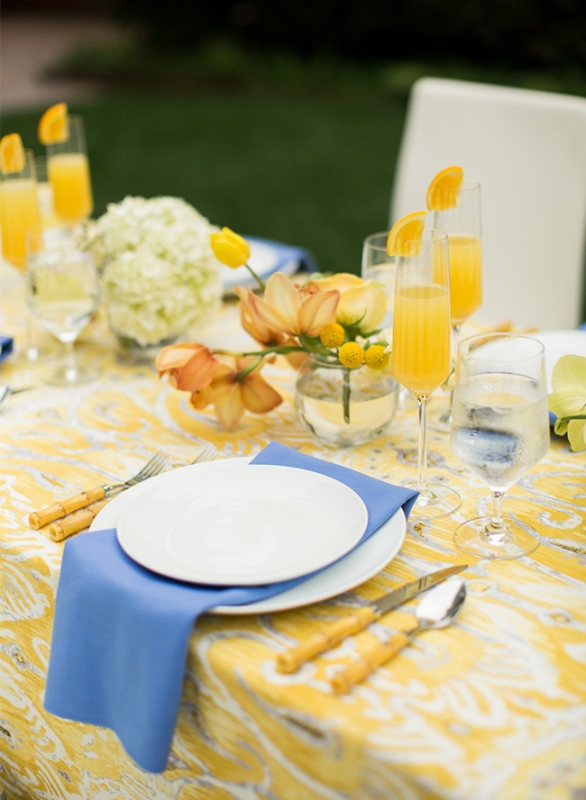 Vivid Yellow And Blue Pre Wedding Brunch