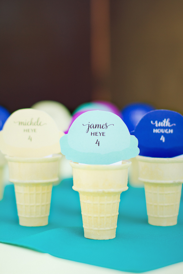 seating cards styled as ice cream cones