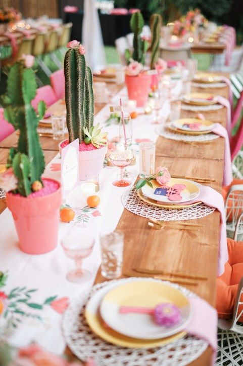 colorful desert wedding table setting