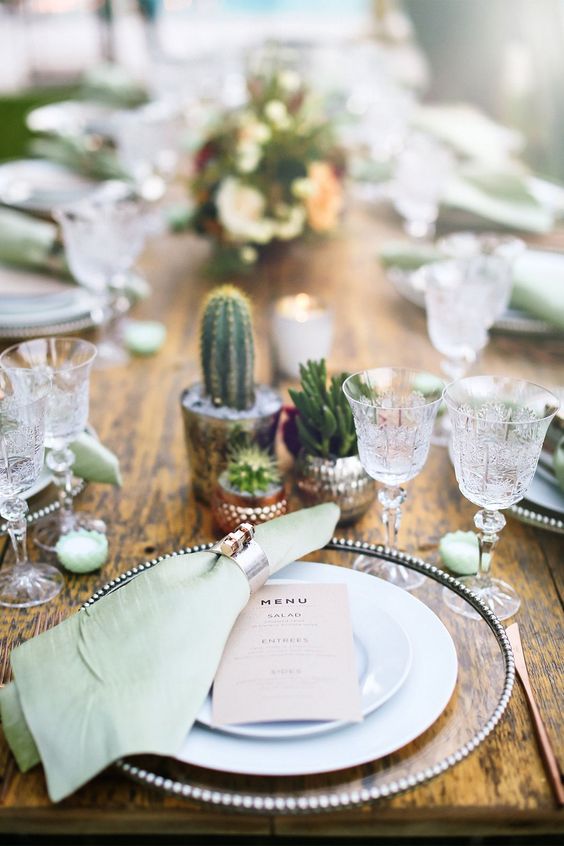 green desert wedding tablescape