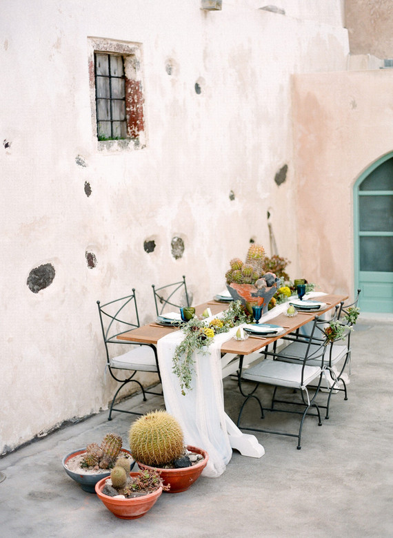 cacti and succulents were used for table decor
