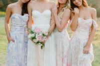 10 subtle floral bridesmaids gowns