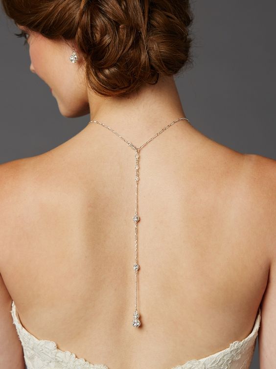 crystal fireball back wedding necklace