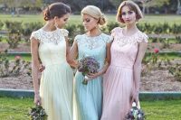 18 pastel lace top bridesmaids dresses