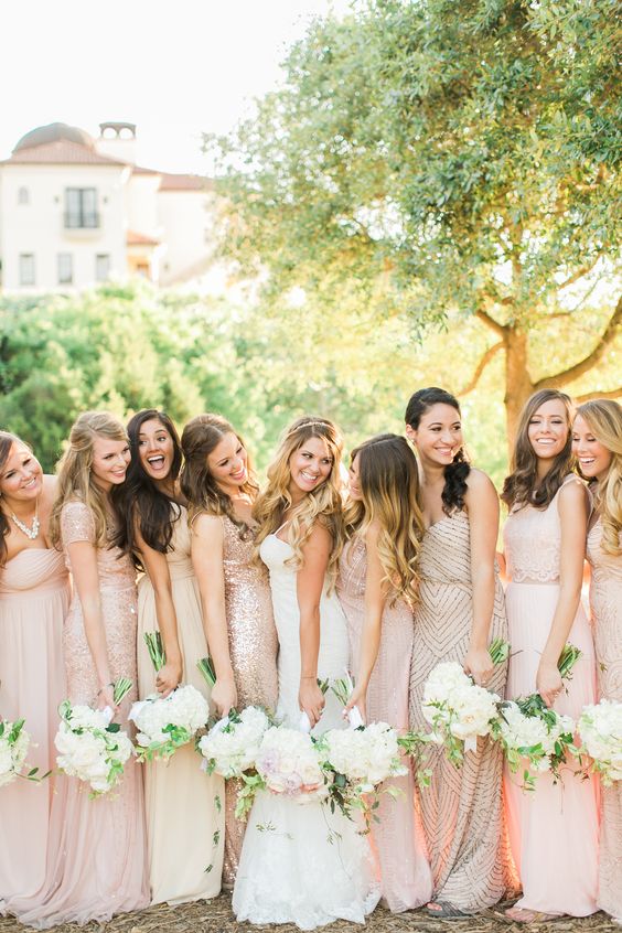 mix and match bridesmaids' neutrals