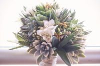 30 succulents wedding bouquet