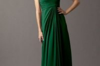 Draped green bridesmaid dress