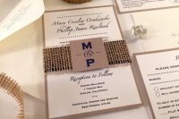 Easy-to-make burlap wedding invitation