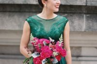 Emerald bridesmaid dress with decor details