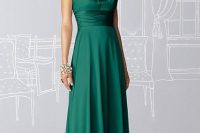 Emerald silk bridesmaid dress