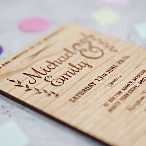 Gentle wood wedding invitation