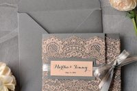 Graceful lace wedding invitation