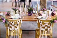 Macrame knotted wedding decor for chair