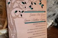 Original wood wedding invitation