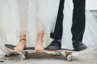 Photo shoot for a skateboard themed wedding