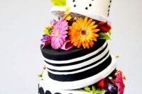 Polka dot topsy turvy wedding cake