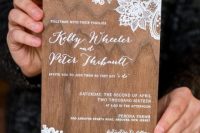 Printed wood wedding invitation