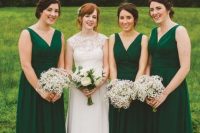 Simple but chic emerald bridesmaid dresses