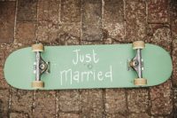 Skateboard wedding decor idea