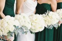 Strapless emerald bridesmaid dresses