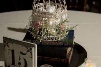 Table number with a birdcage