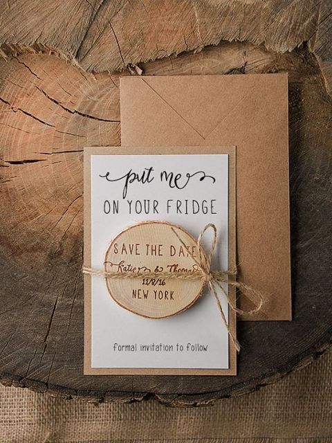 Wedding invitation with save the date magnet