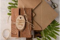 Wedding invitation with wood envelope