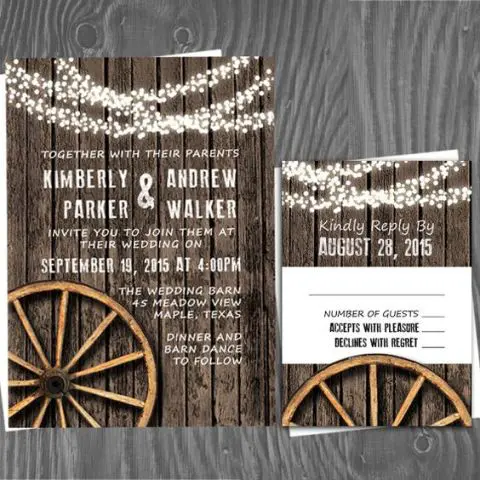 Wedding invitations with wagon wheels