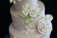 White topsy turvy wedding cake