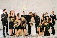 black and gold wedding filled with confetti and champagne-1
