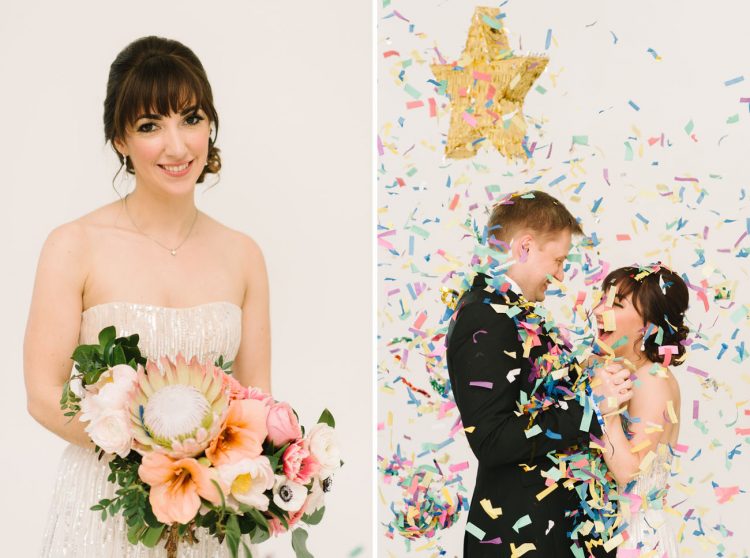 Black And Gold Wedding Filled With Confetti And Champagne