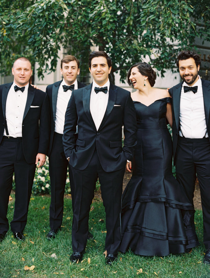 The groom's friends also rocked tuxedos and black