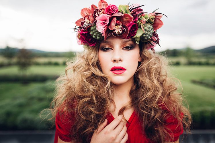 Lush oversized floral crowns are the hottest trend of this year