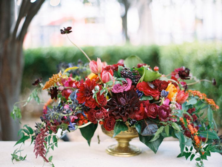 The centerpieces were lush in rich fall tones