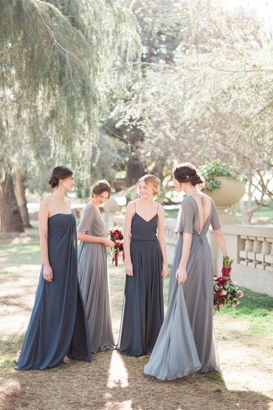 12 mixing dresses in various shades of grey