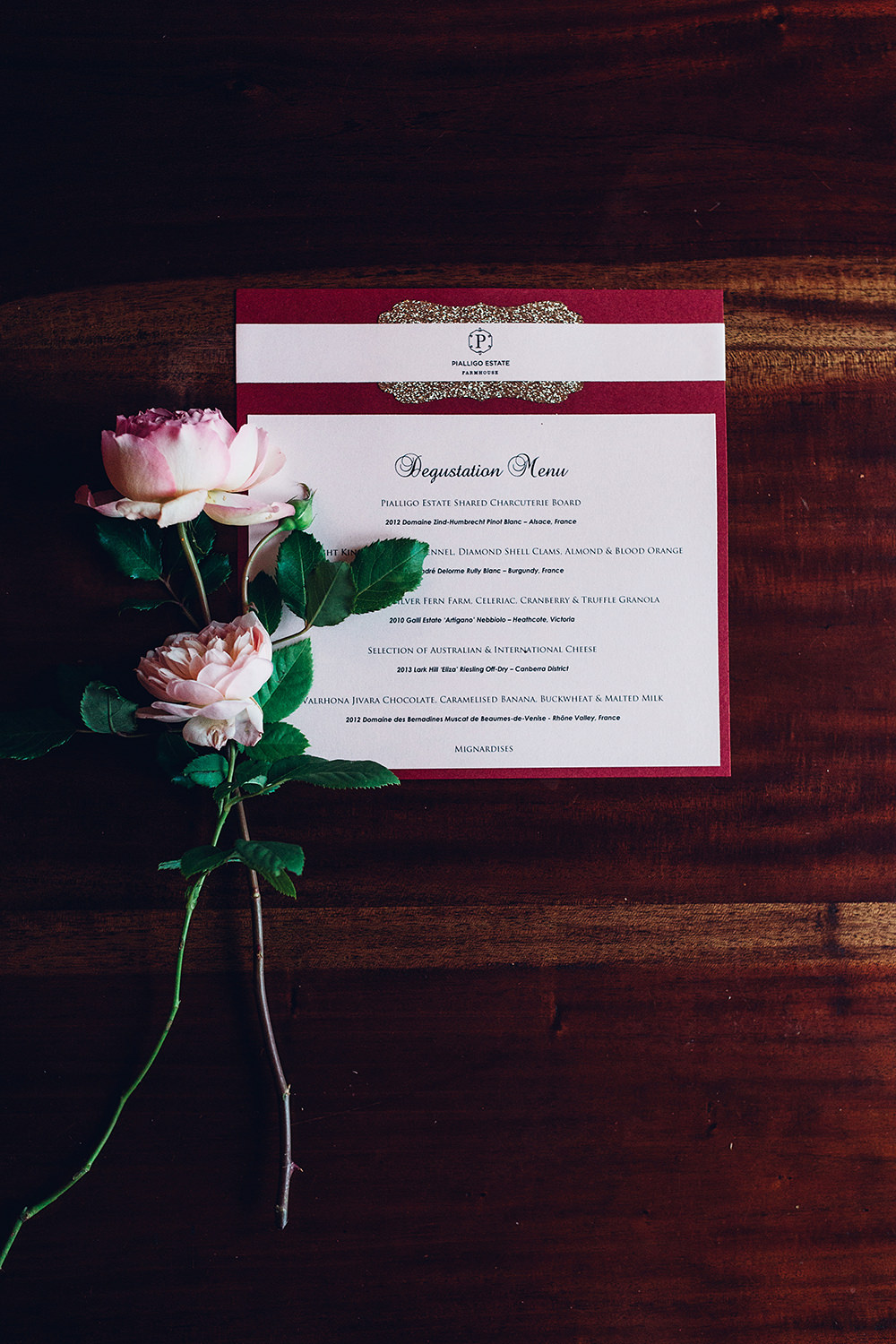 The same color scheme was chosen for the menus and invitations
