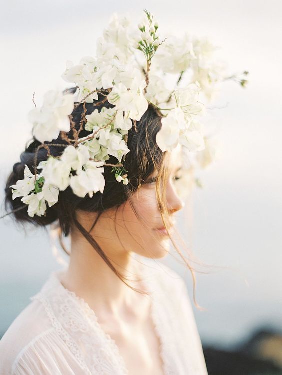 oversized white tropical flower bridal crown