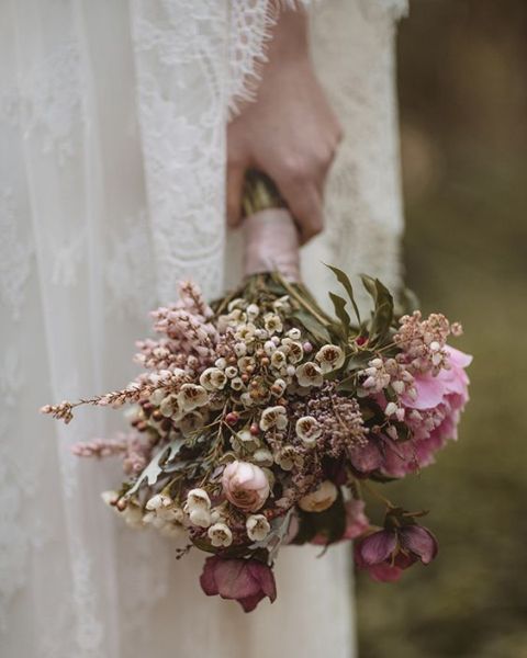 Adorable bridal bouquet with waxflowers