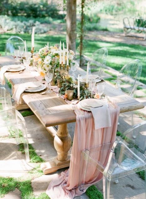 Chic lucite chairs for wedding day