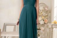 Emerald maxi chiffon bridesmaid dress