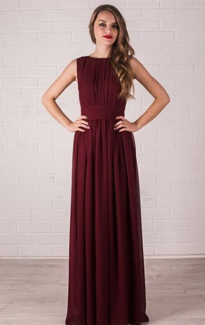Flowy burgundy maxi dress