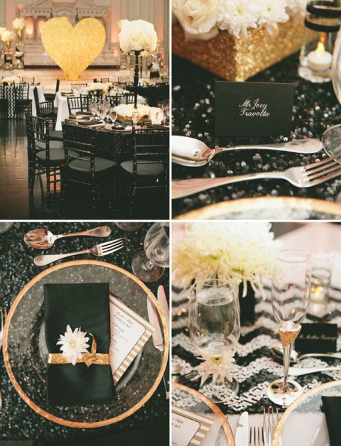 Picture Of Glamorous Black And Gold Wedding 18