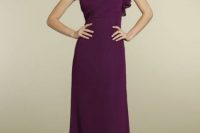 Purple maxi ruffle bridesmaid dress