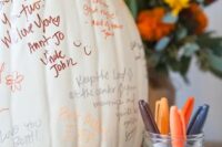 a pumpkin wedding guest book is a fun and cool solution that will help you embrace the season