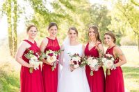 bright red bridesmaids dresses